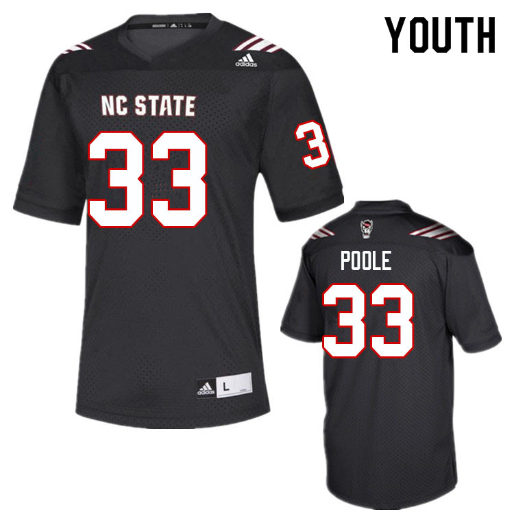 Youth #33 Jordan Poole NC State Wolfpack College Football Jerseys Sale-Black